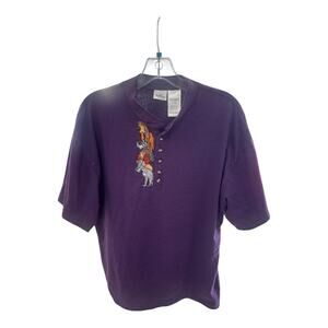 The Disney Store Lady and the Tramp Embroidered Henley Purple XL Shirt